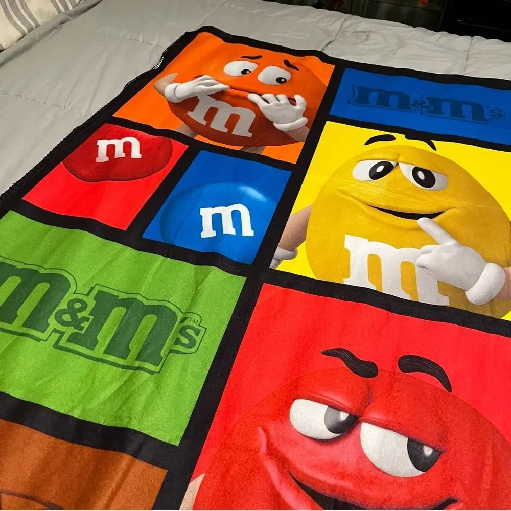 M&Ms Fleece Throw Blanket 62X48 Soft Thin Chocolate Candy Color Block